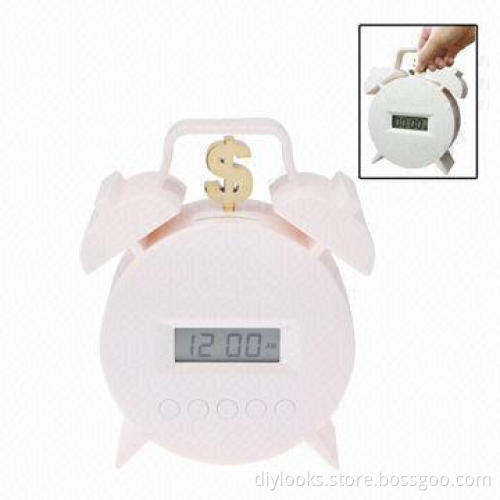 Newest Product Money Bank Clock/Twin Bell Alarm Clock, 2-in-1 Multi-function